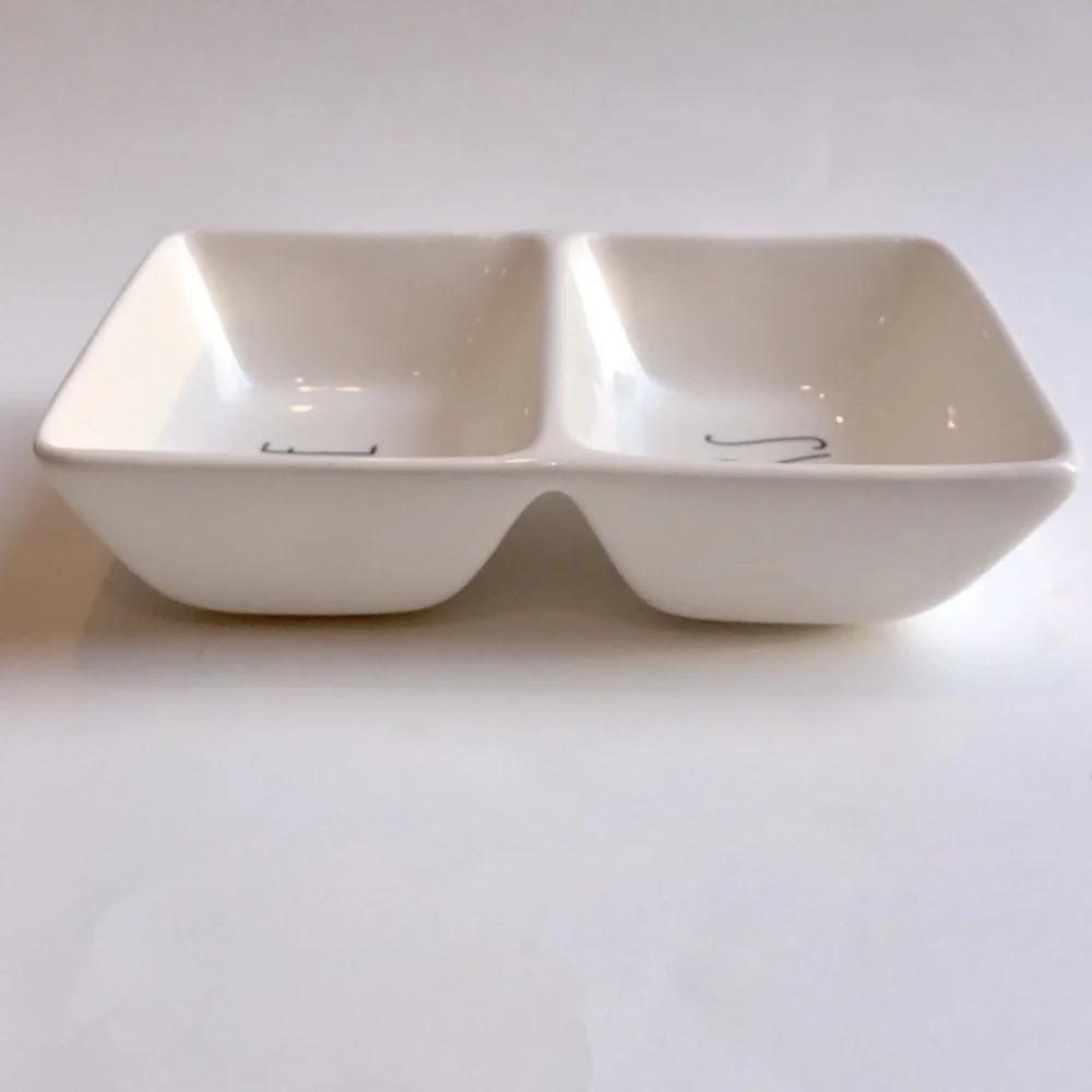 🆕 RAE DUNN White Ceramic Organizer Divided Small Trinket Storage Dish